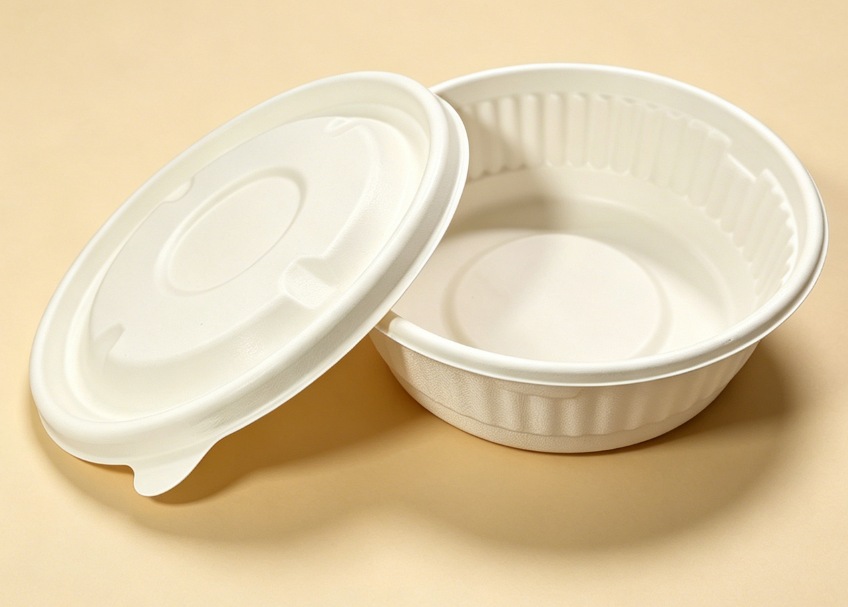 Compostable bagasse takeout boxes